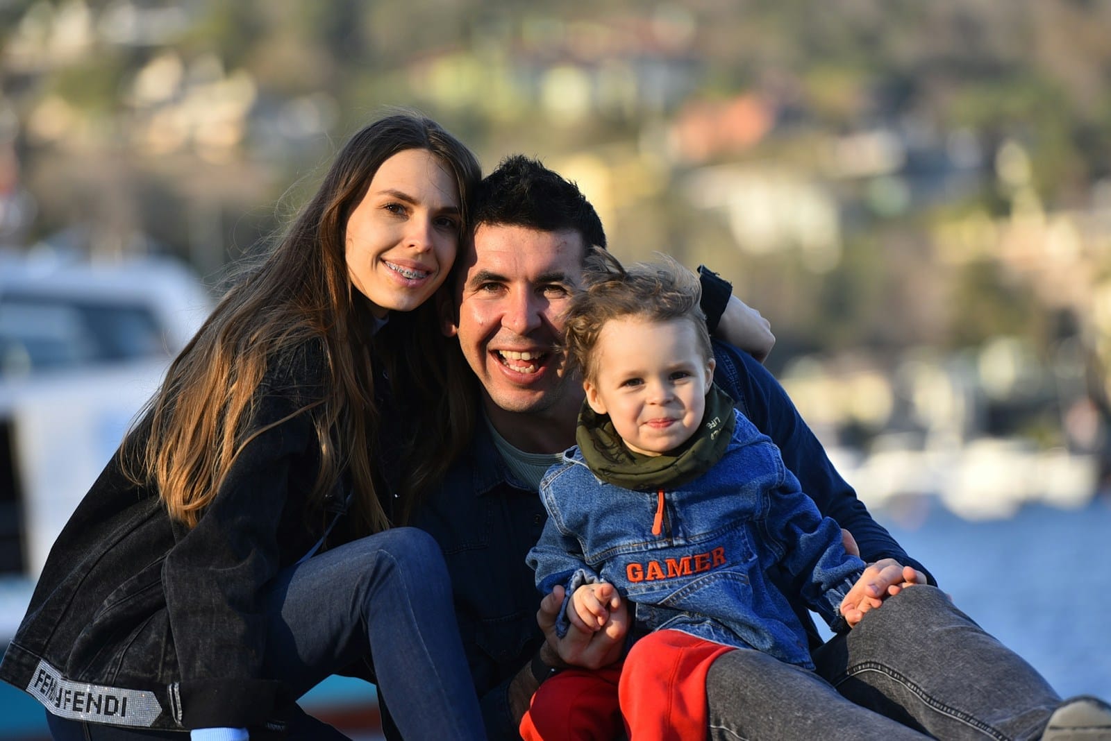 Candid family moment outdoors